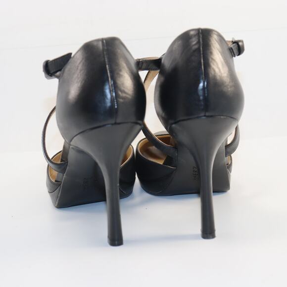 Naturalizer Black Leather Cross Strap Heels Size 12W - Picture 4 of 6